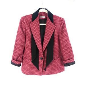 Ballen Design Pink black Rolled Sleeve Scarf Wool Vintage 80’s jacket blazer